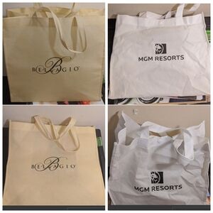 Bundle Lot Set of Bellagio & MGM Las Vegas Reusable Canvas Shopping Tote Bags